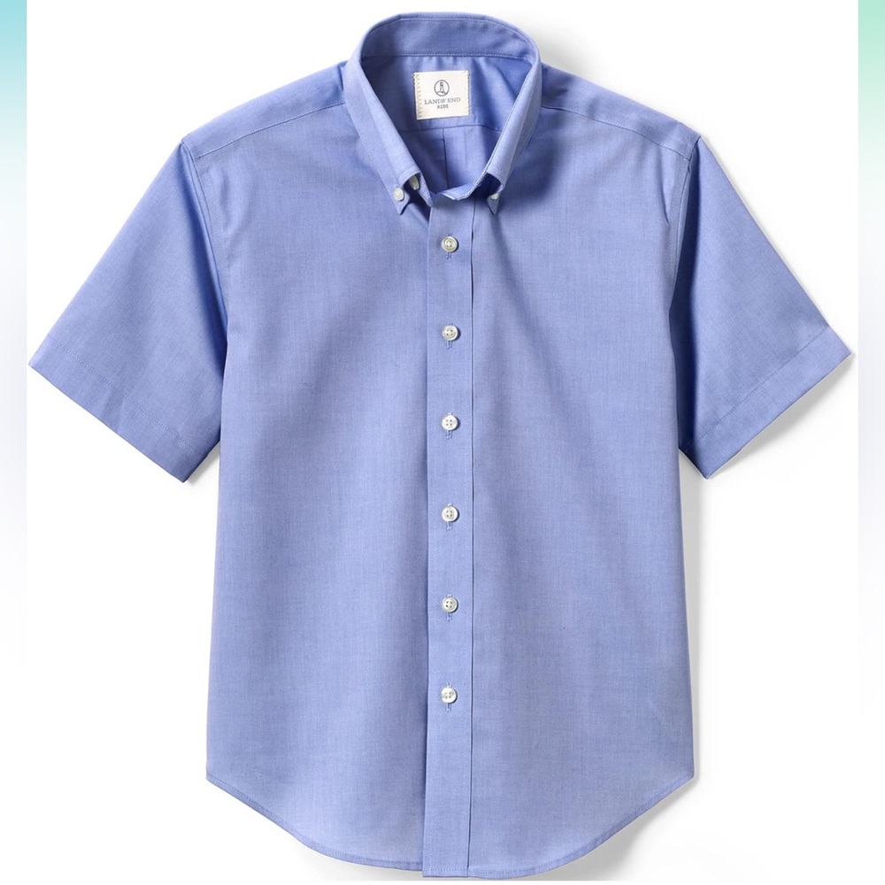Husky Boys Sz 18 Land’s End French Blue Short Slv Button Up School/Dress Shirt